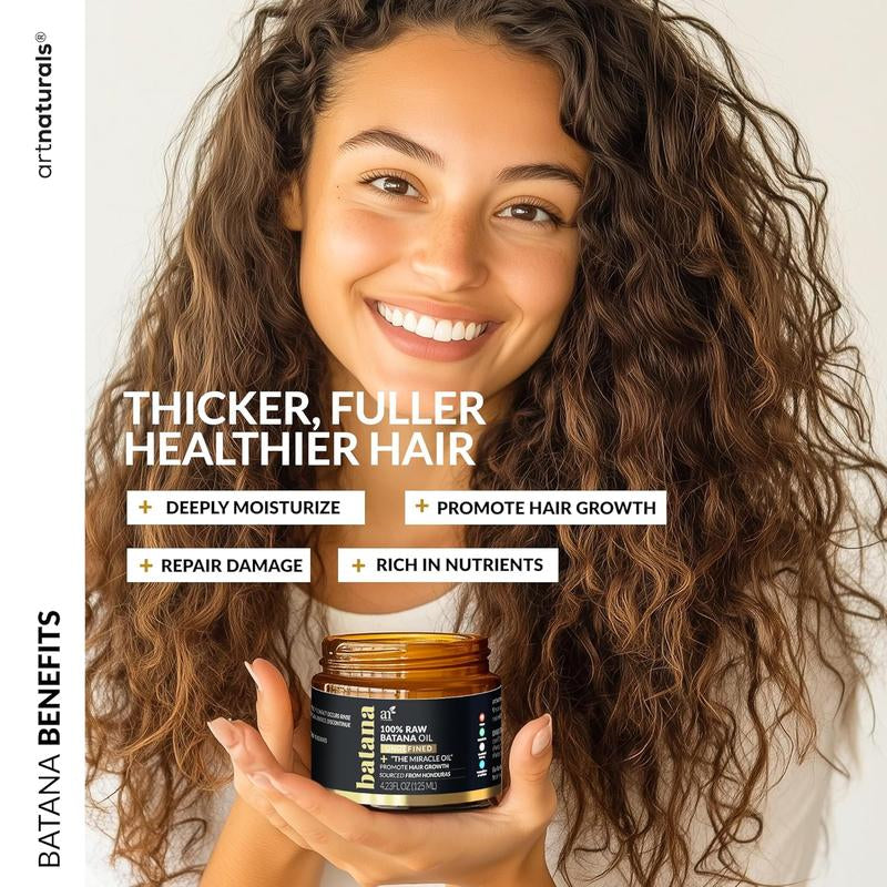 Artnaturals Batana Oil for Hair Renewal– 4Pc Set: Raw Batana Oil 4Oz + 4.2Oz Paste, Lash Wand & Brow Brush– Organic Dr. Sebi Inspired Products from Honduras –100% Unrefined Miracle for Scalp, Edges & Eyebrows Haircare