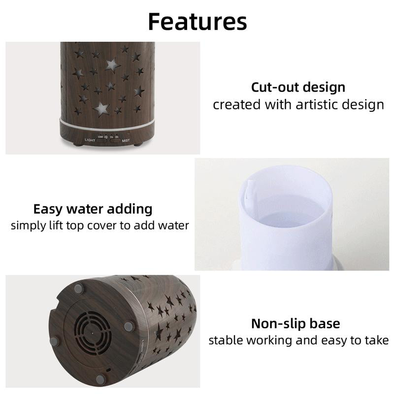 Star Hollow Diffuser 7 Customizable Colors, Whisper Quiet, Safe & Stylish Aromatherapist House Humidificador De Aroma Lifelines Diffuser